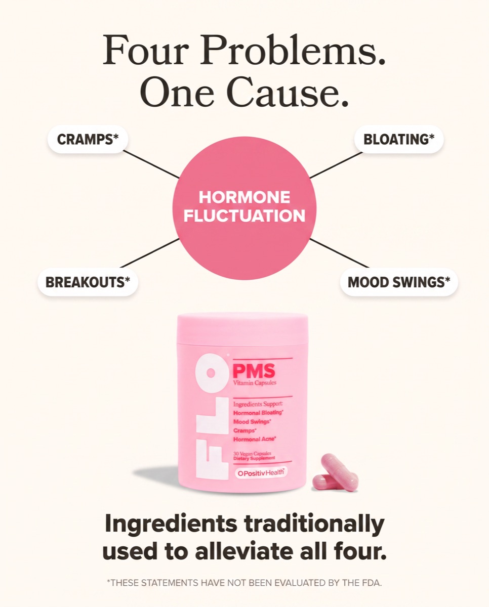 Four PMS symptoms traced back to one cause on a spoke diagram